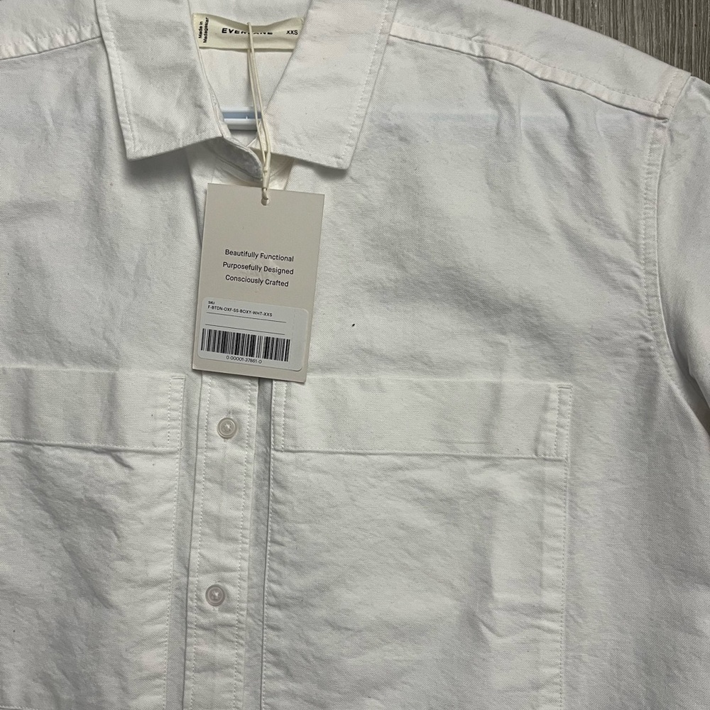 NWT Ladies Boxy White Everlane Button Down Shirt S-XXS - Picture 3 of 4